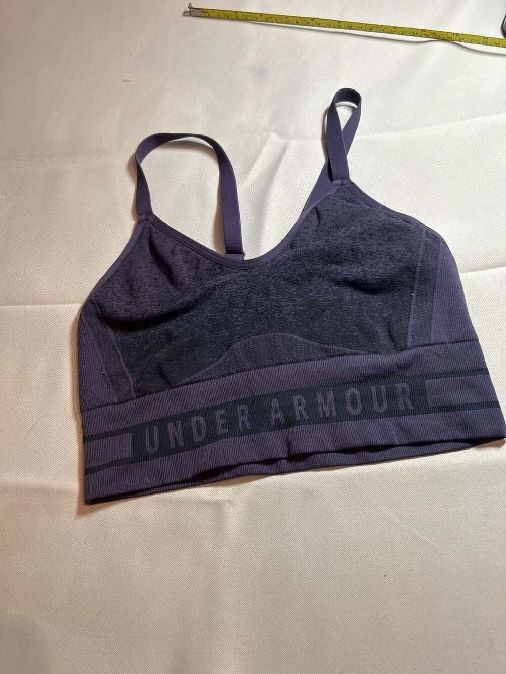 Under Armour Women's Compression Sports Bra Purple Band Spell Out Size Small